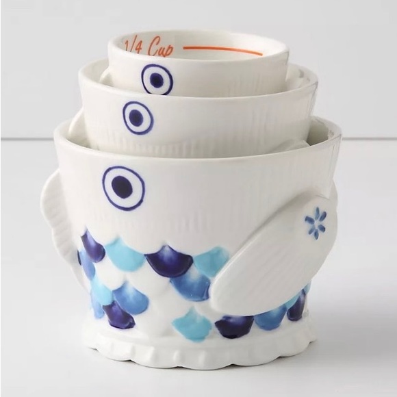 Anthropologie 3 Piece Fish Measuring Cups - Picture 1 of 5